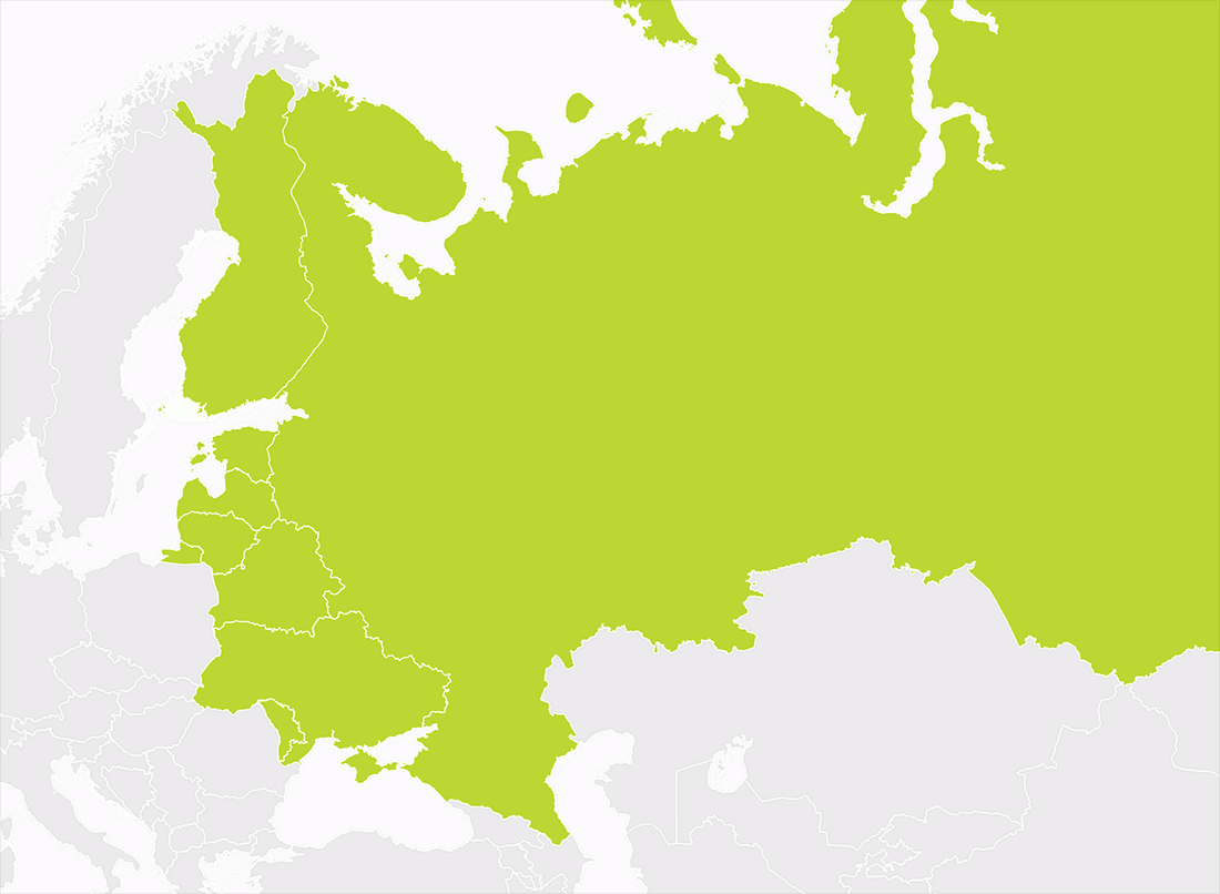 Map of Russia, Baltics and Finland